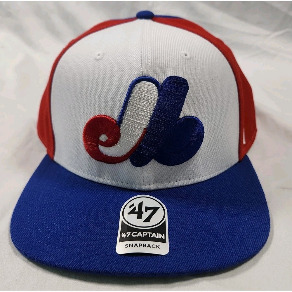 Montreal Expos MLB '47 Brand Captain Snapback Hat Cap Tri-Color Cooperstown